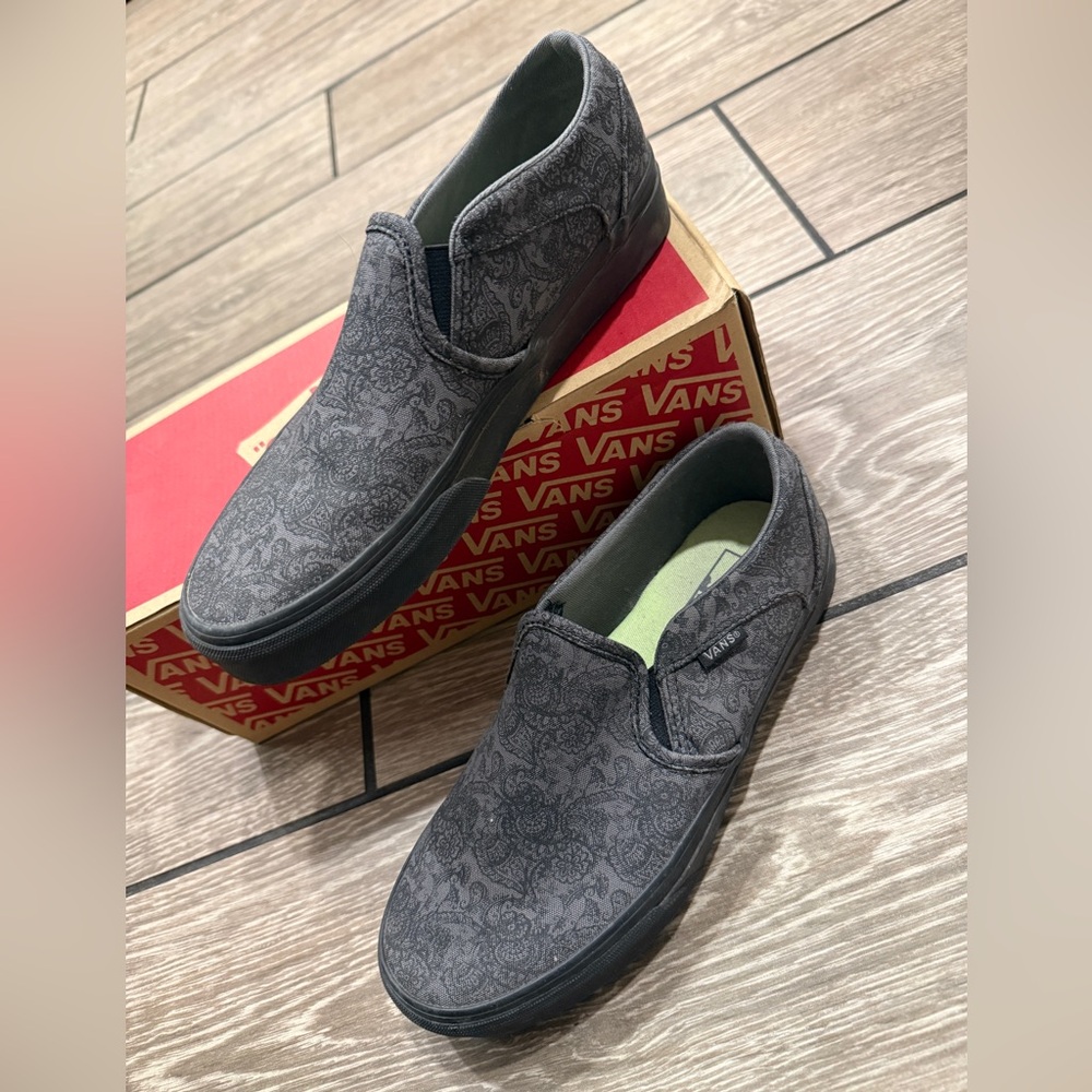 Vans Charcoal Patterned Slip-On Loafers